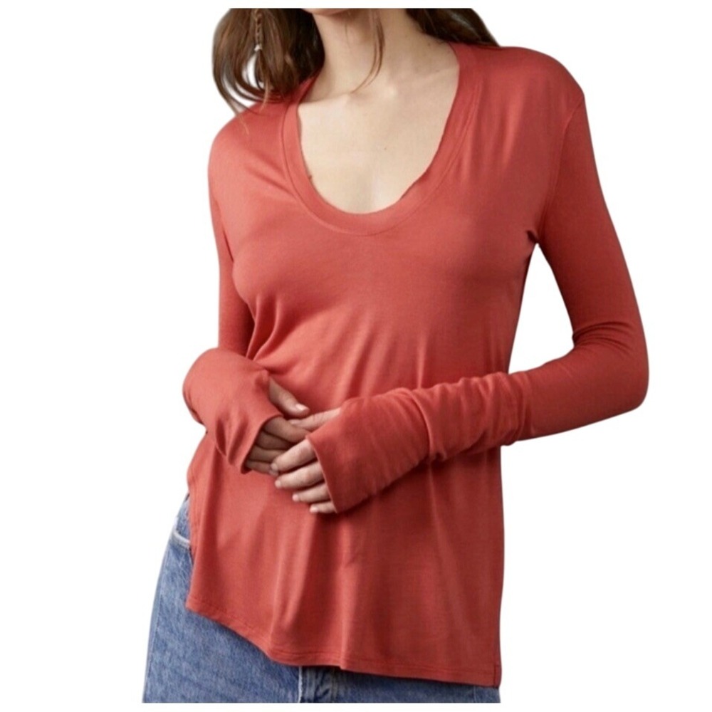 Free People Fresh and‎ Clean Tee Spiced Brandy XS